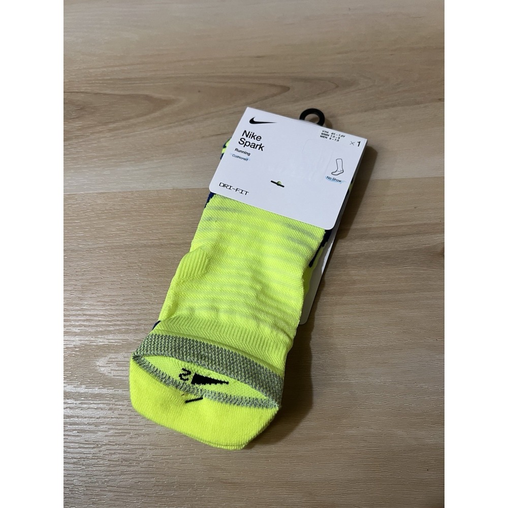 Nike Spark Cushioned No-Show Running Socks MEN 6-7.5 -WMN 7.5-9 High Vis Dri-Fit